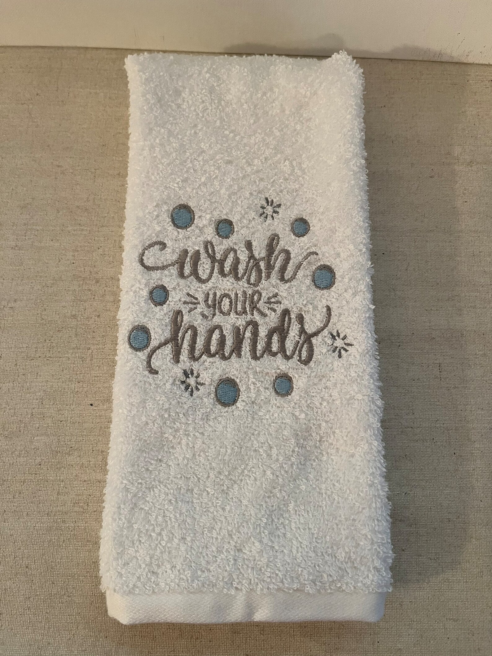 Custom Embroidered Hand Towelwash Your Hands Etsy