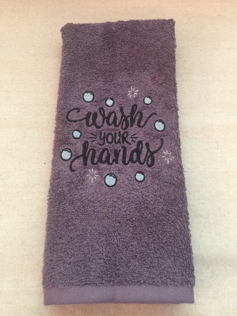 Custom Embroidered Hand Towelwash Your Hands Etsy
