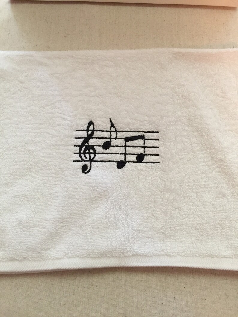 Custom Embroidered Music Notes Hand Towel Etsy