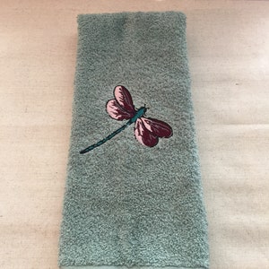 Custom Embroidered Dragonfly Hand Towel