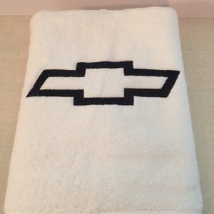 Custom Embroidered Personalized Chevy Bow Tie Bath Towel