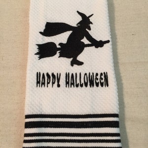 Embroidered Happy Halloween Witch Kitchen Towel