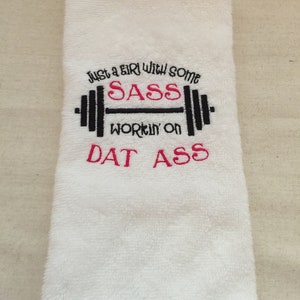 Custom Embroidered Workout Gym/Weight Lifting Towel-Womens gym towel-sassy girl