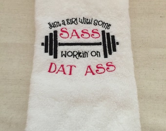 Custom Embroidered Workout Gym/Weight Lifting Towel-Womens gym towel-sassy girl