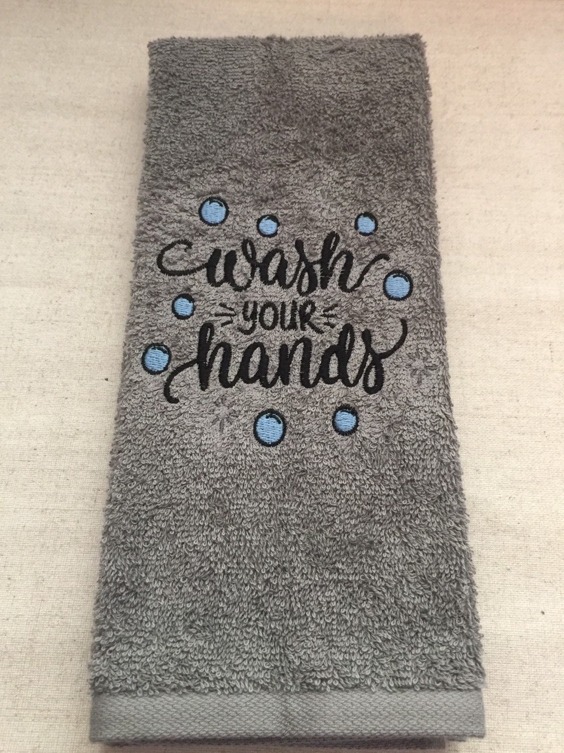 Custom Embroidered Hand Towelwash Your Hands Etsy