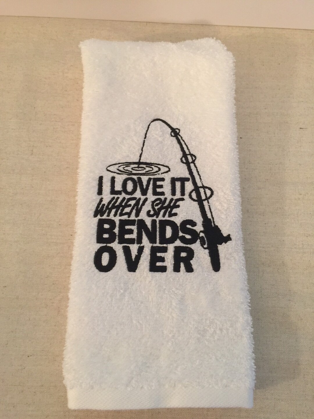 Custom Embroidered Fishing Hand Towel Etsy