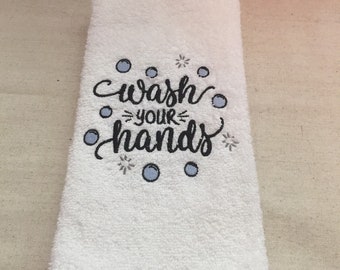 Custom Embroidered Hand Towel-Wash Your Hands