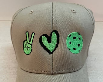 Custom Embroidered Pickleball Cap-Peace, Love and Pickleball