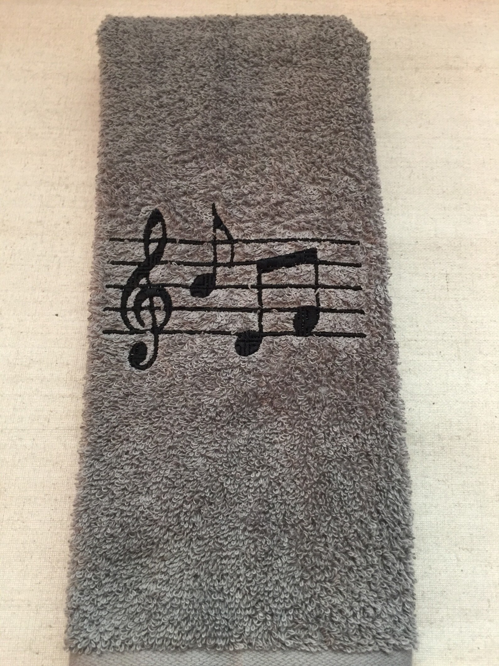 Custom Embroidered Music Notes Hand Towel Etsy