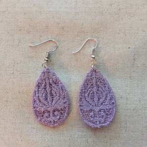 Custom Embroidered FSL Tear Drop Earrings