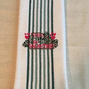 Embroidered Will you Peas be My Valentine Kitchen Towel image 2