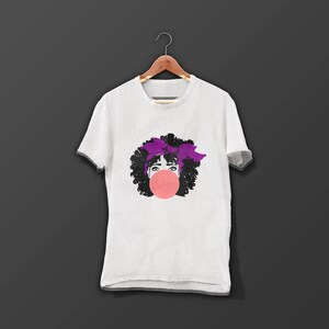 Curly Haired Girl blowing bubble T-Shirt