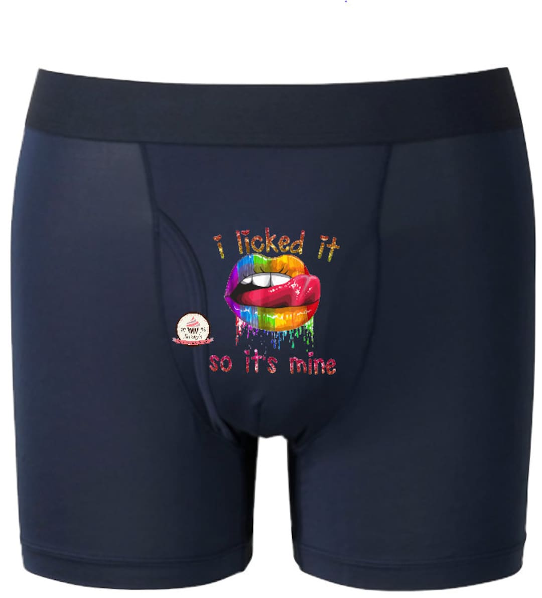 I Licked It so Its Mine Rainbow Lips Naughty but Practical Boxer Briefs 