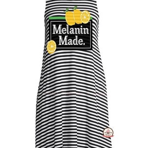 Melanin Made Striped Lemon Dress with pockets Includes Free matching mask