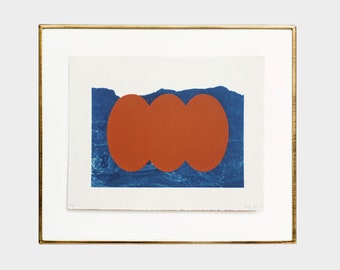 Gerahmter Kunstdruck in Erdtönen / moderne Fotografie / abstrakte zeitgenössische Kunst, geometrische Cyanotypie