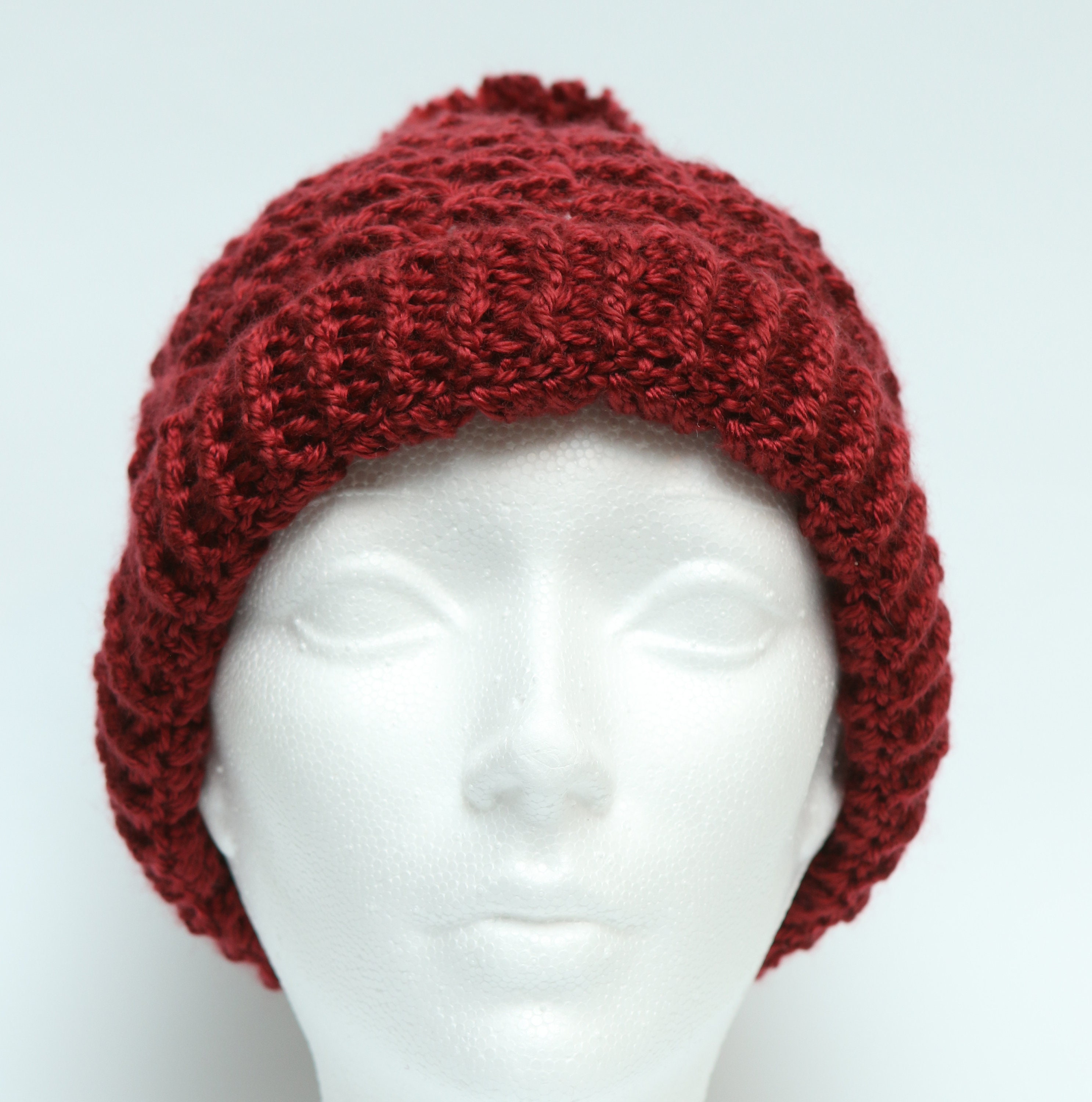 Ladies stocking hat. Handmade crochet knit cap with pom pom. Etsy