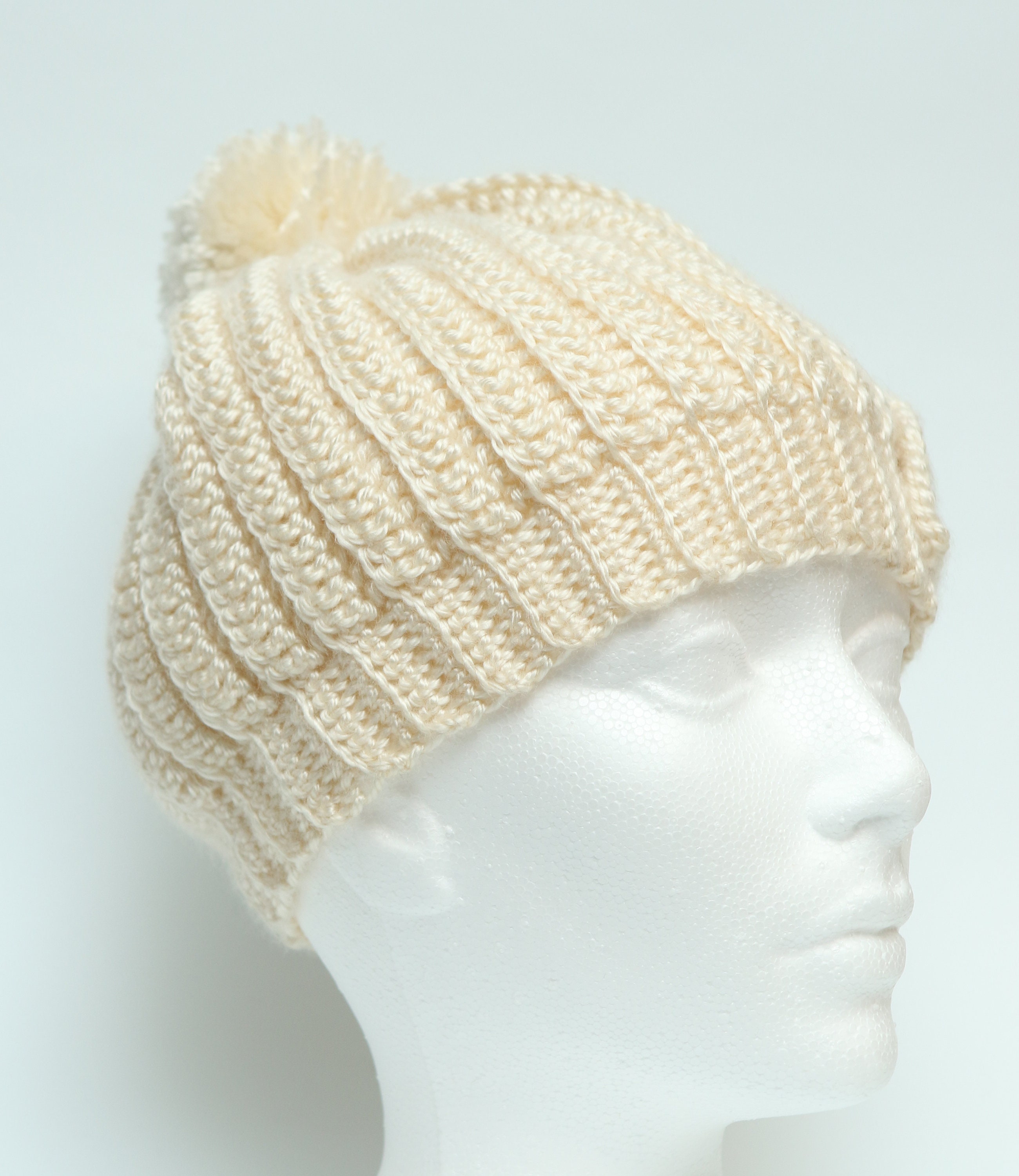 Ladies stocking hat. Handmade crochet knit cap with bow and Etsy