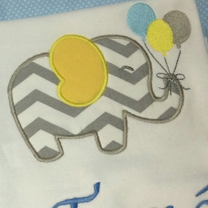 Elephant applique design and embroidery ballons - Elephant embroidery - Baby embroidery - Machine embroidery file 2 sizes - INSTANT DOWNLOAD