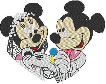 Wedding Mickey and Minnie Mouse Machine Embroidery Designs Mickey Mouse INSTANT DOWNLOAD