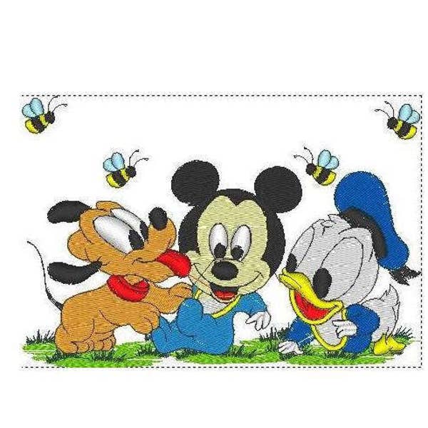 Baby Mickey Pluto Donald embroidery designs 2 sizes - Machine embroidery designs