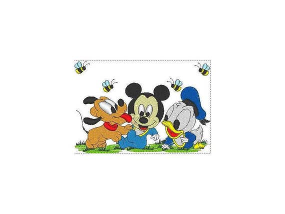 Bebe Mickey Pluto Donald Disenos De Bordado 2 Tamanos Etsy