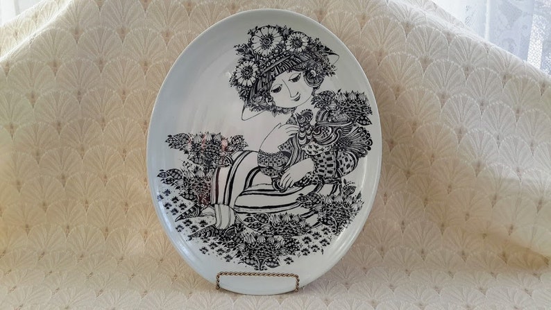 Vintage Oval Display Plate Paloma Bjorn Wiinblad Nymolle