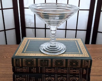 Vintage Anchor Hocking U.S.A. “Manhattan/Horizontal Ribbed” Clear Stem Comport/Martini Glass