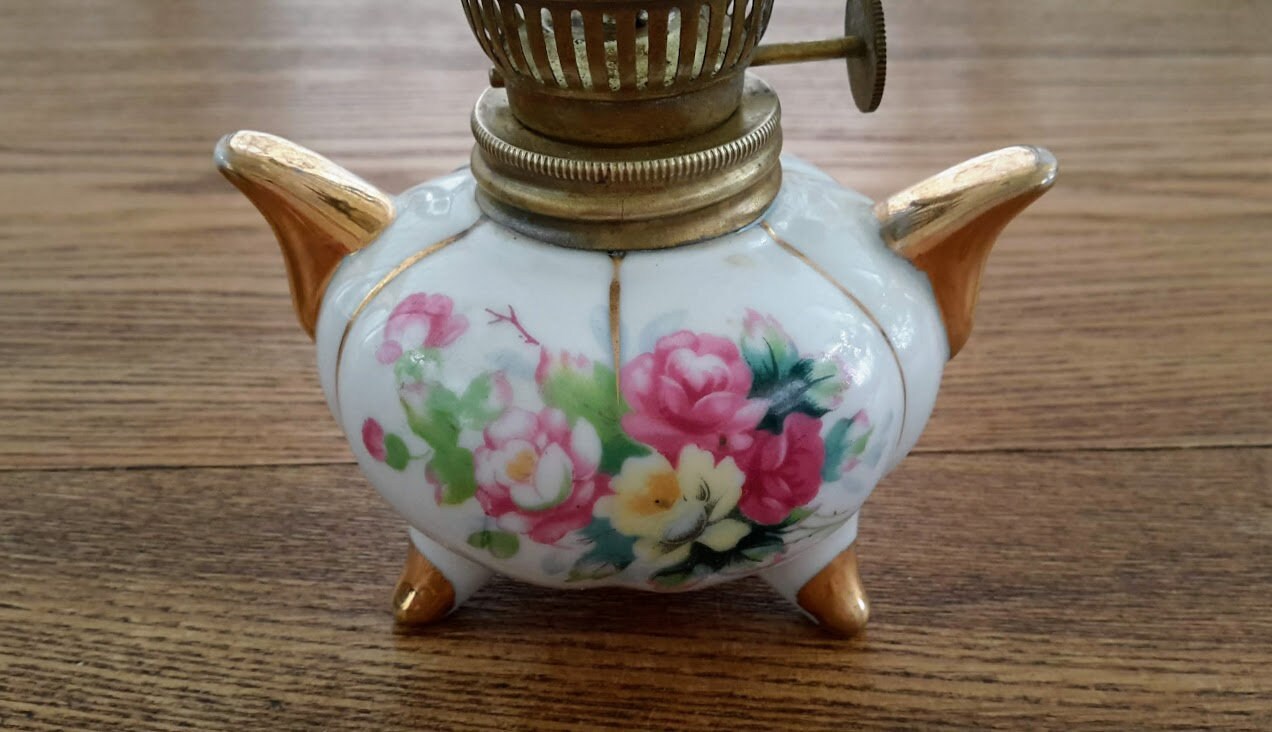 Vintage Made in Japan White Porcelain Pink and White Roses Clear