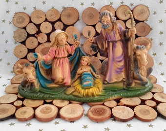 Vintage Hard Plastic Nativity Scene Italy