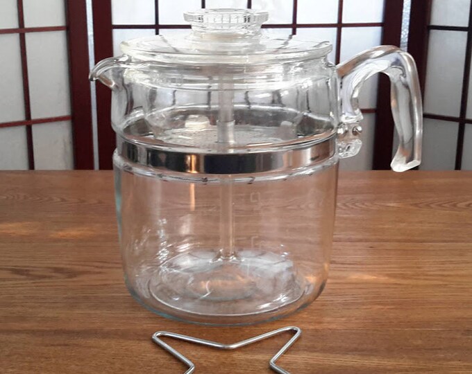 Pyrex 'flameware' Glass Coffee Percolator With Glass Etsy