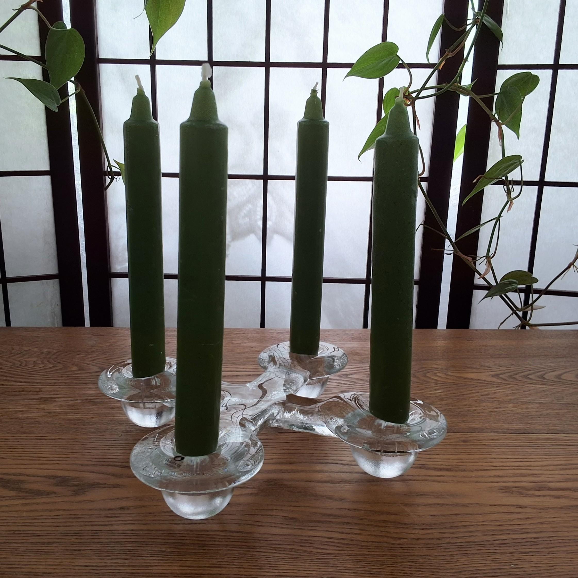 Vintage Made in Sweden Pukeberg Cross Shaped Clear Art Glass