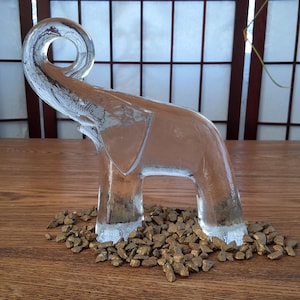 Vintage Kosta Boda Sweden Zoo Series Glass Elephant Figurine Paperweight
