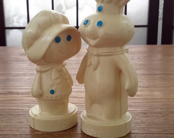 Vintage Pillsbury Doughboy 1974 Plastic Poppin' Fresh and Poppie