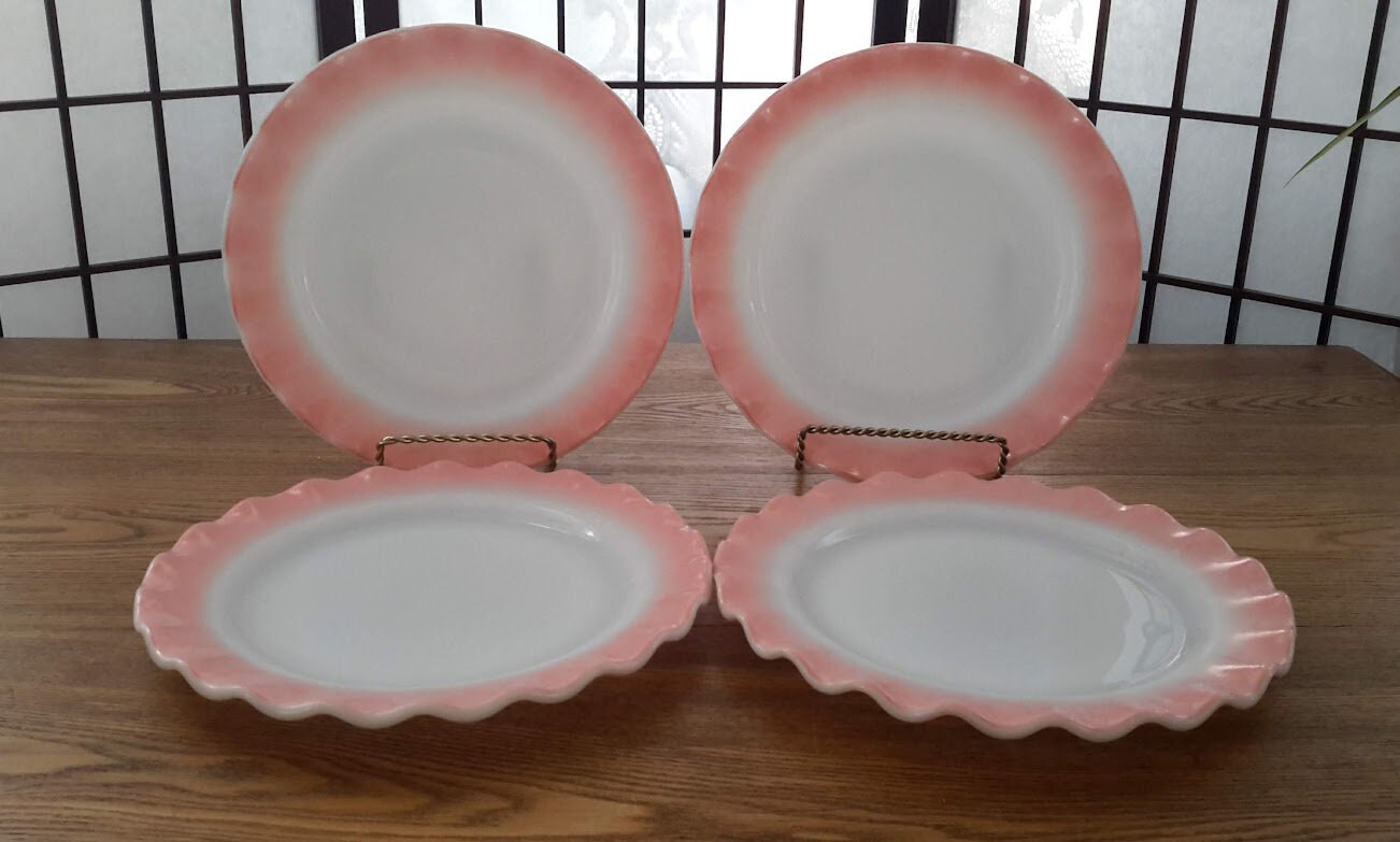 Vintage Made in U.S.A. Hazel-atlas Set of Four (4) Pink 