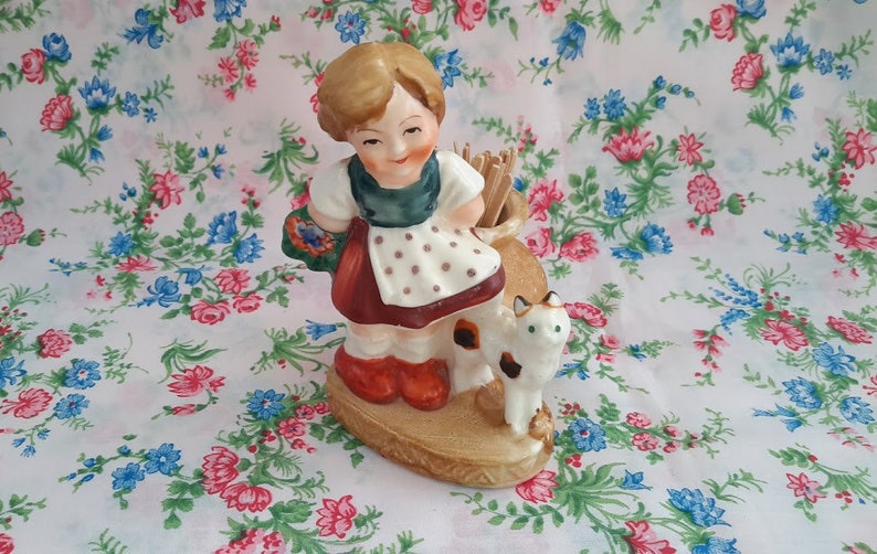 Vintage Girl and Cat Ceramic Toothpick Holder Occupied Japan Etsy