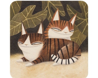 Two Cats Print - 6" x 6"
