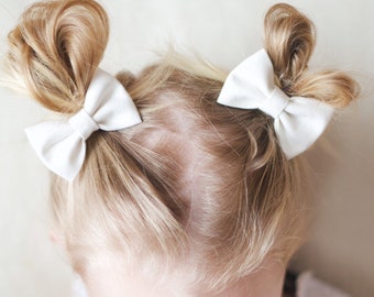 Cream Colour Pigtail Hair Bows - Hair Barrette - Toddler Girl Hair Clips - Baby Bows - Spring Bows