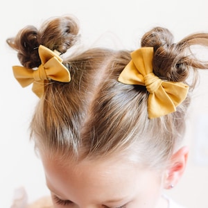 Mustard Yellow Fall Hair Clips Bows for Girls Pigtail Bow Set Barrettes and Clips image 1