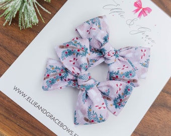 Pink Christmas Tree Pigtail Bow Set - Baby Bow Headband