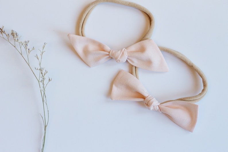 Valentines Day Light Pink Girls Hair Bow Cotton Fabric Knotted Headband Hair Accessories