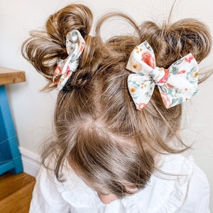 Pigtail Bow Set Antique Flower Bow Cotton Fabric Bows Bows for Girls Pinwheel Bows Summer Outfit image 9