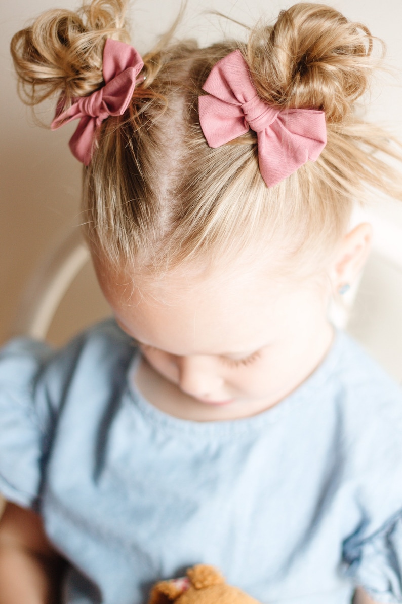 Rose Hair Bows Toddler Girl Pigtail Bow Set Hair Clips Fall Outfit Hair Accessories image 3