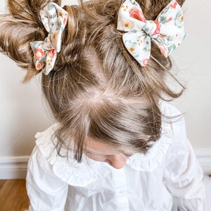 Pigtail Bow Set Antique Flower Bow Cotton Fabric Bows Bows for Girls Pinwheel Bows Summer Outfit image 3