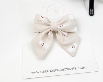 Halloween Ghost Sailor Bow - katoenen haarstrik voor baby's, peuters en meisjes