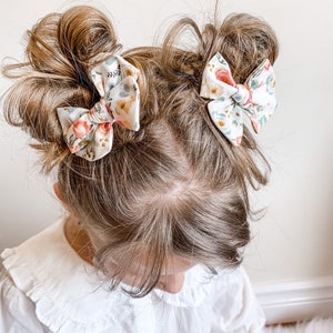 Pigtail Bow Set Antique Flower Bow Cotton Fabric Bows Bows for Girls Pinwheel Bows Summer Outfit image 1