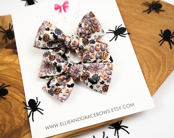 Witch Hair Bows - Pigtail Bow Set - Hand Tied Bows - Alligator Clip Bows - Bows for Girls