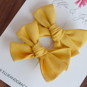 Mustard Yellow Fall Hair Clips Bows for Girls Pigtail Bow Set Barrettes and Clips image 5