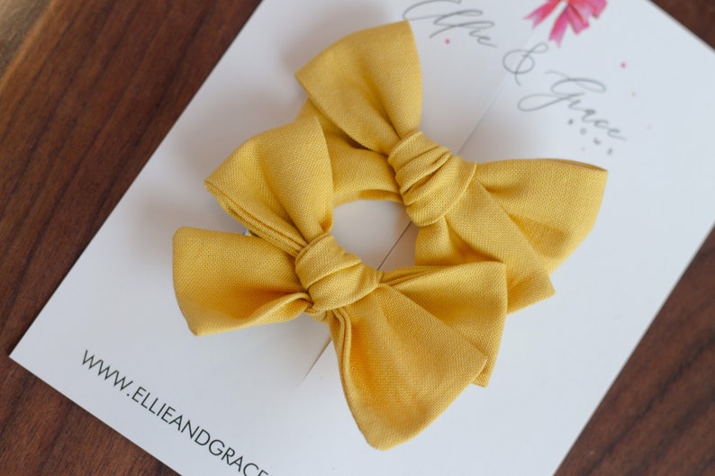 Mustard Yellow Fall Hair Clips Bows for Girls Pigtail Bow Set Barrettes and Clips image 5