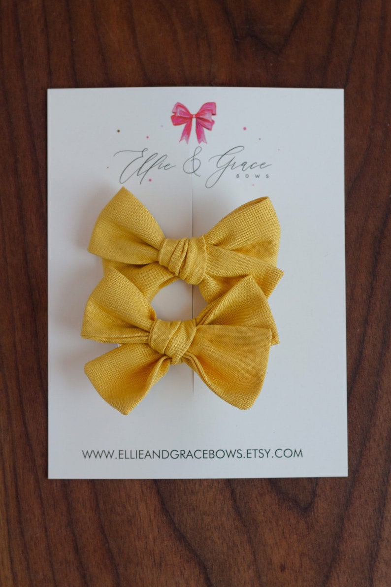 Mustard Yellow Fall Hair Clips Bows for Girls Pigtail Bow Set Barrettes and Clips image 7