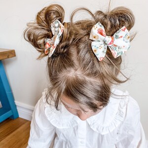 Pigtail Bow Set Antique Flower Bow Cotton Fabric Bows Bows for Girls Pinwheel Bows Summer Outfit image 5